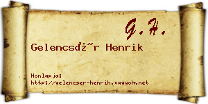 Gelencsér Henrik névjegykártya